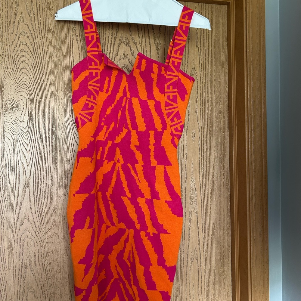 Fashion Nova Bold Orange and Pink Mini Dress